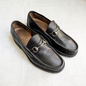 Gucci Horsebit Loafers Black Men 9.5 US Leather Rubber